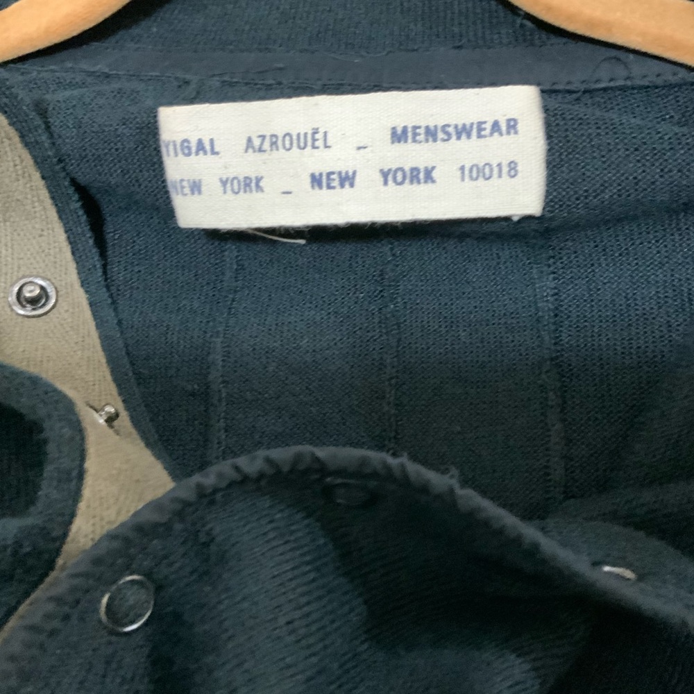 Yigal Azrouel Navy Linen Cotton Blend Navy Polo Snap Buttons sz L - Picture 7 of 8